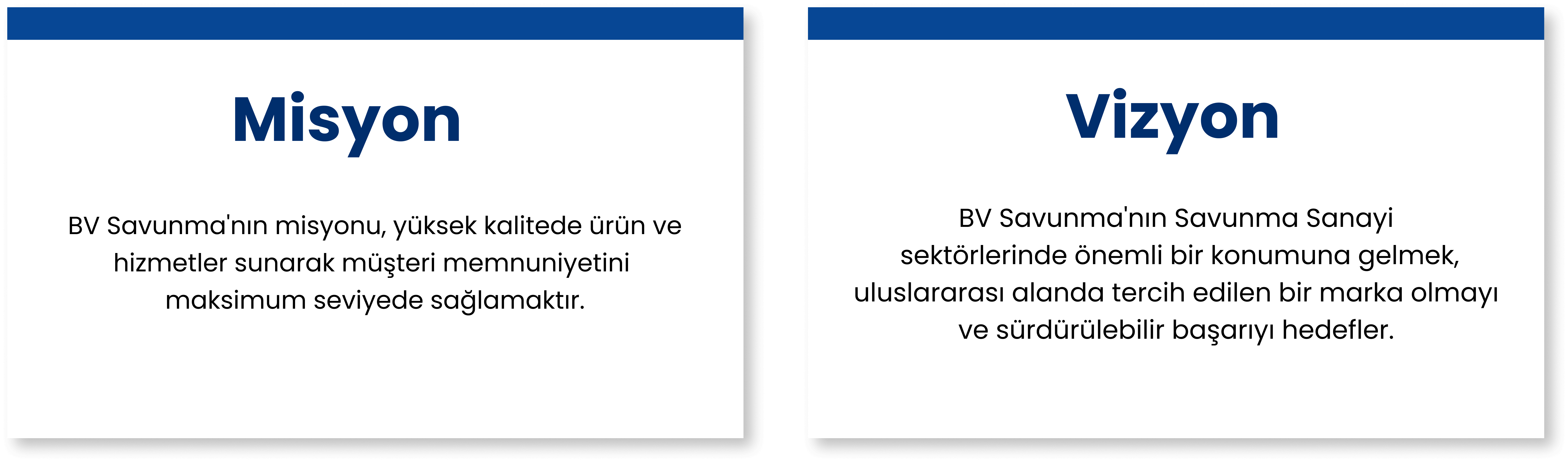 BV Savunma ve Havacılık Tic. Ltd. Şti. Savunma teknolojileri, askeri çözümler ve güvenlik çözümleri alanlarında uzmanlaşmış olan firmamız, savunma endüstrisine yenilikçi ve güvenilir çözümler