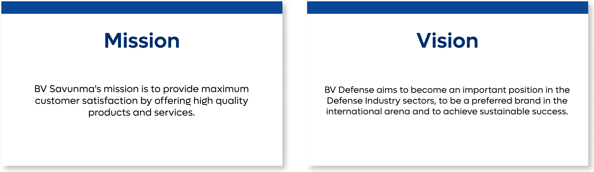 BV Savunma ve Havacılık Tic. Ltd. Şti. Our company, which specializes in defense technologies, military solutions and security solutions, offers innovative and reliable solutions to the defense